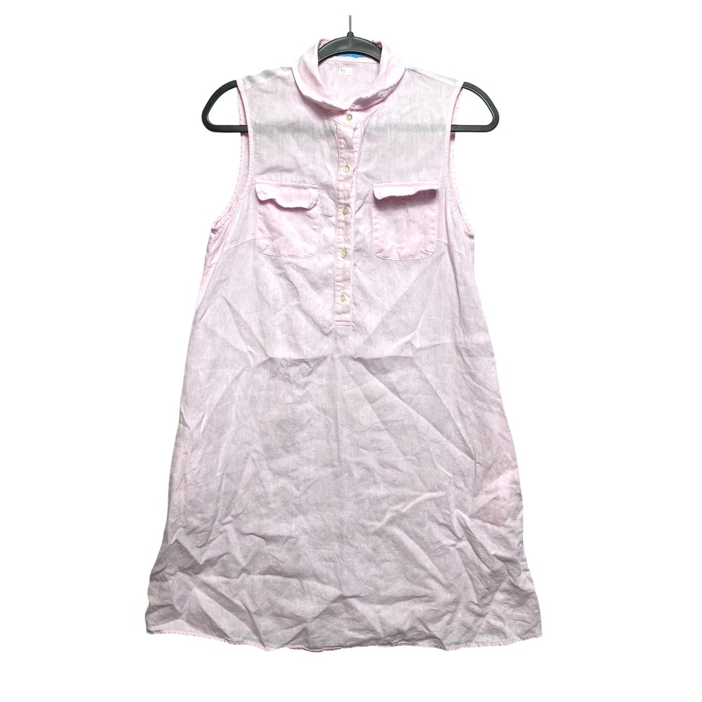 J. McLaughlin Shift Dress Womens Small Pink Sleeveless Linen Button Down